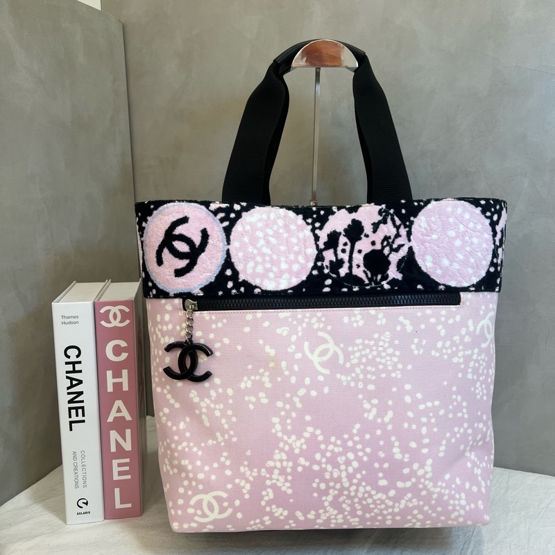 Chanel 粉色帆布托特包-1