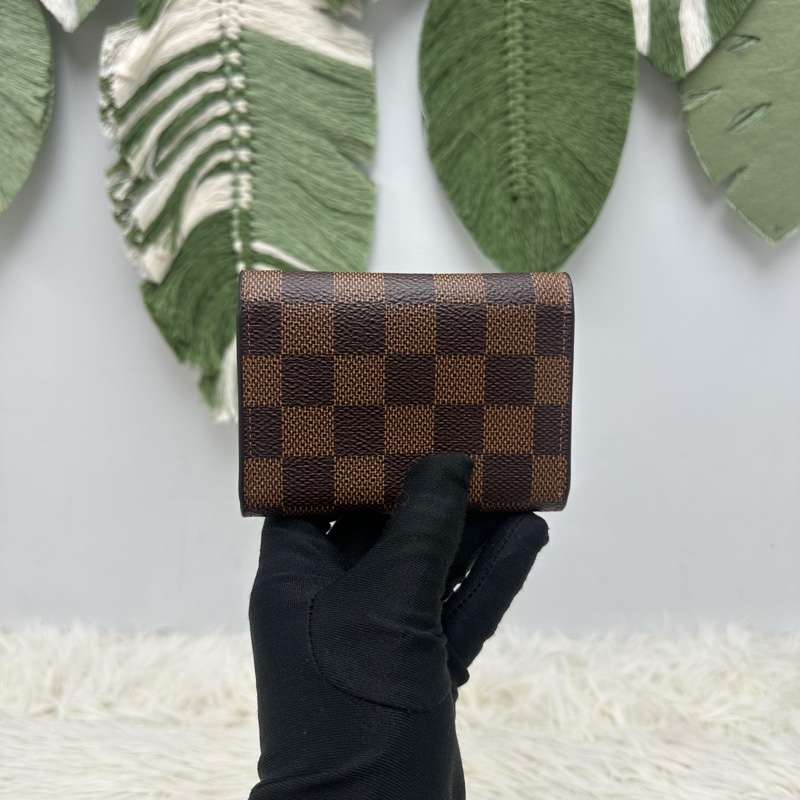 LV 棋盤格拼粉色零錢包 卡片包-3