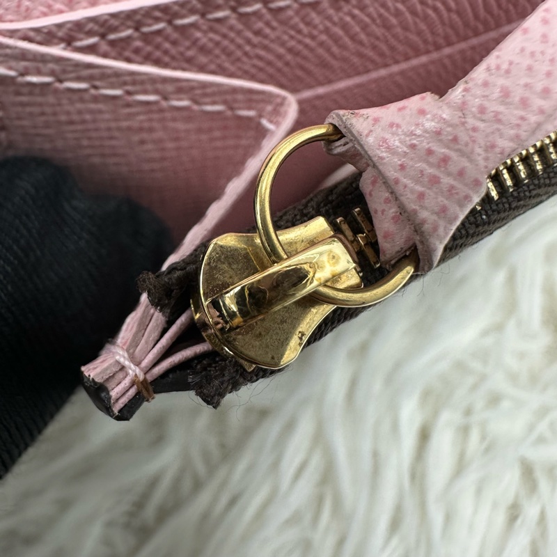 LV 棋盤格拼粉色零錢包 卡片包-7