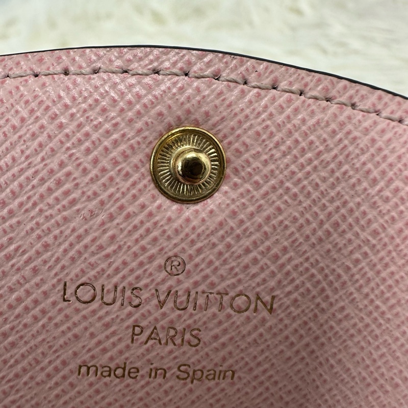 LV 棋盤格拼粉色零錢包 卡片包-9
