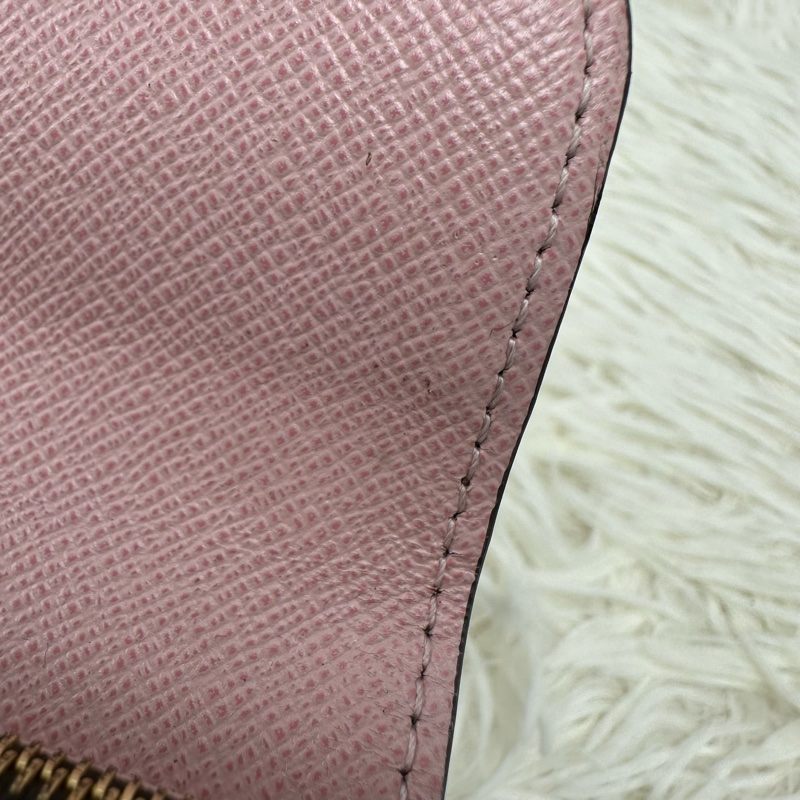 LV 棋盤格拼粉色零錢包 卡片包-11