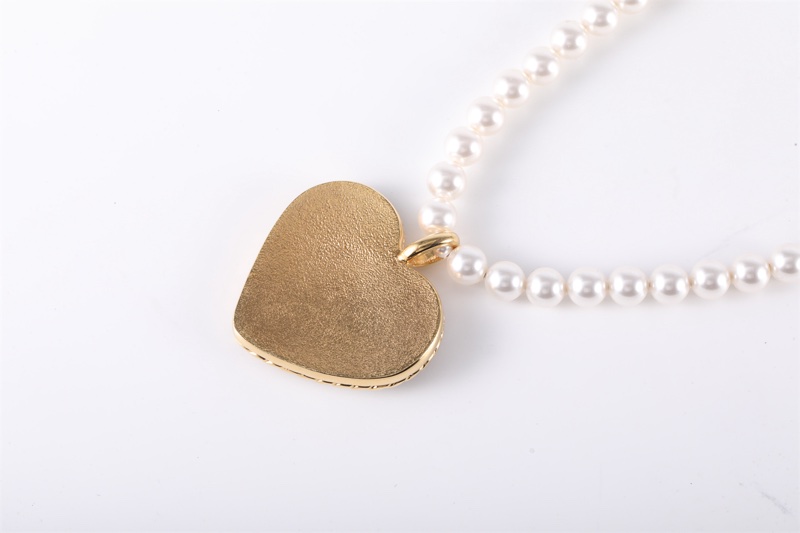 CHANEL(香奈兒) 24P 雙C愛心藍黑色 珍珠項鏈 合金 項鏈-2