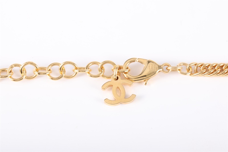 CHANEL(香奈兒) 24P 雙C愛心藍黑色 珍珠項鏈 合金 項鏈-4