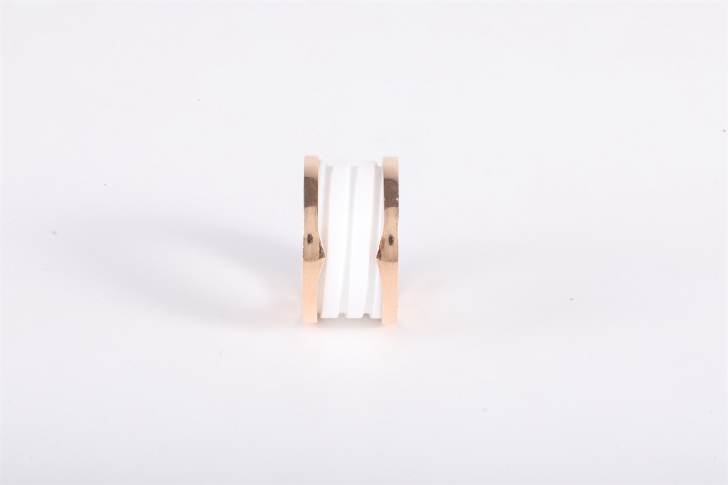 BVLGARI(寶格麗) B.ZERO1 彈簧戒指 四圈 18K玫瑰金/白陶瓷-1