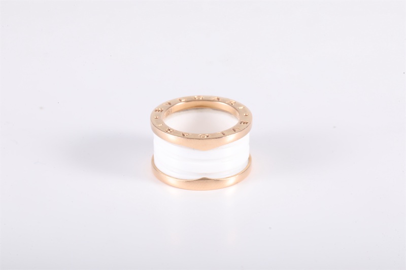 BVLGARI(寶格麗) B.ZERO1 彈簧戒指 四圈 18K玫瑰金/白陶瓷-4