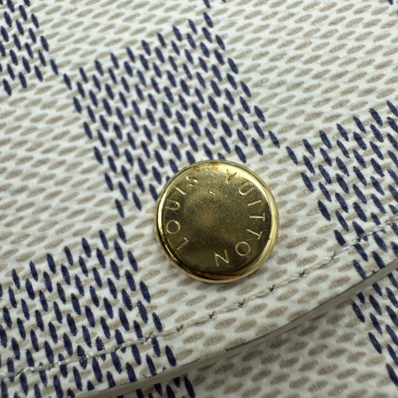 LV 白色棋盤格拼粉色零錢包 卡片包-5