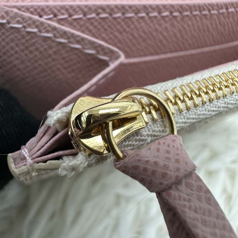 LV 白色棋盤格拼粉色零錢包 卡片包-8