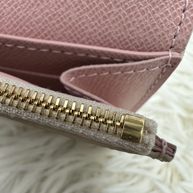 LV 白色棋盤格拼粉色零錢包 卡片包-9