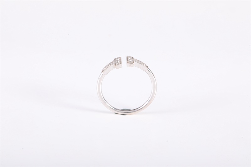 TIFFANY&CO(蒂芙尼) Tiffany T 線形戒指 12鑽 18K白金/鑽石 51 白金-2