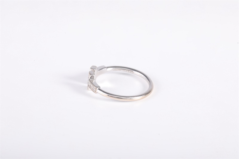 TIFFANY&CO(蒂芙尼) Tiffany T 線形戒指 12鑽 18K白金/鑽石 51 白金-4