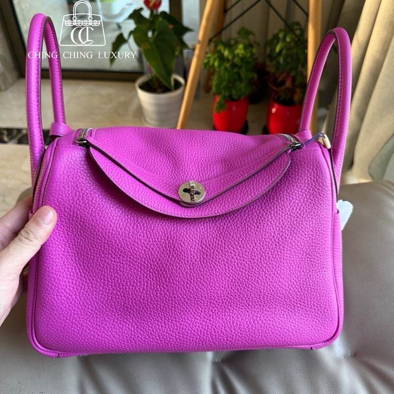 Hermes🌈Lindy 30💜9I玉蘭粉銀扣💜99新🌟TC皮🌟-1
