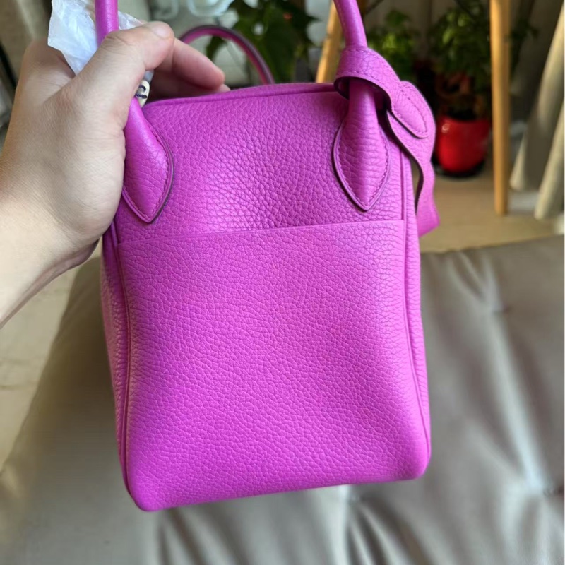 Hermes🌈Lindy 30💜9I玉蘭粉銀扣💜99新🌟TC皮🌟-5