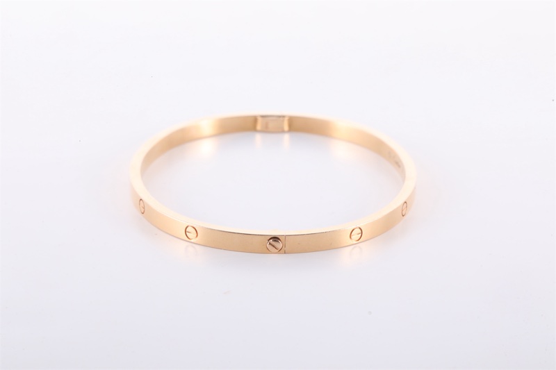 CARTIER(卡地亞) LOVE 18K金 窄版手鐲 18K玫瑰金 18號 玫瑰金-1