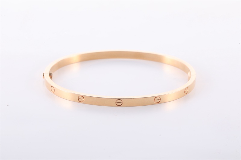 CARTIER(卡地亞) LOVE 18K金 窄版手鐲 18K玫瑰金 18號 玫瑰金-2