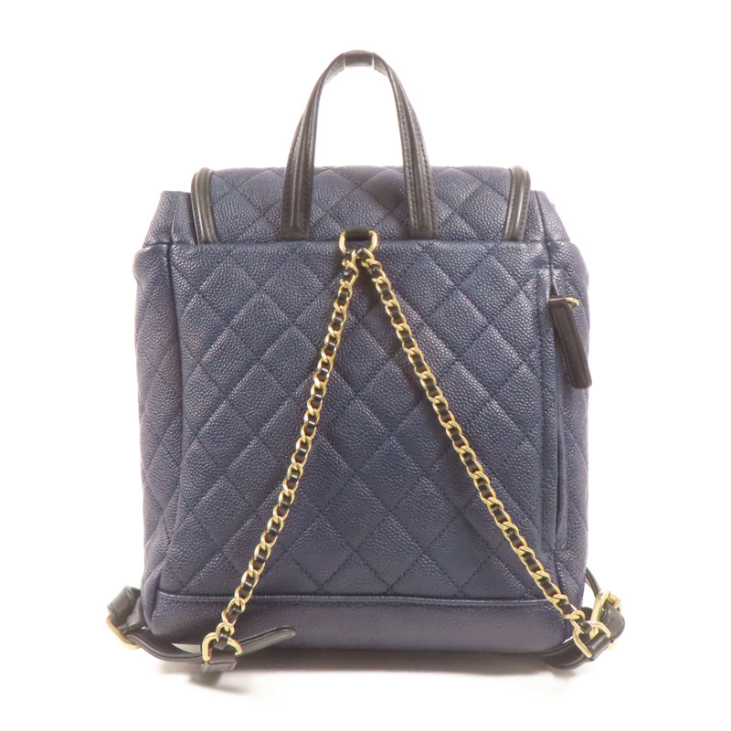 CHANEL 牛皮皮革Filigree Backpack金扣背包-1