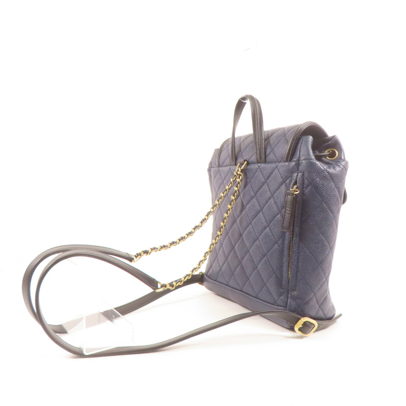 CHANEL 牛皮皮革Filigree Backpack金扣背包-7