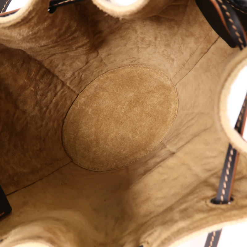 LOEWE 帆布/牛皮皮革Balloon Anagram銀扣手挽肩背兩用袋-4