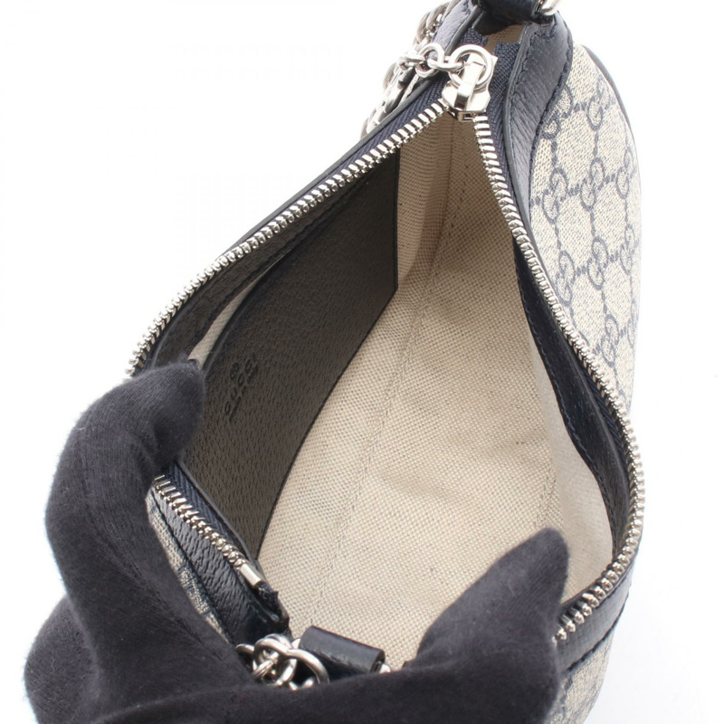 GUCCI Ophidia 小號 GG Supreme 手提包 73513296IWN4076 PVC 塗層帆布皮革海軍藍灰色新款女士-2