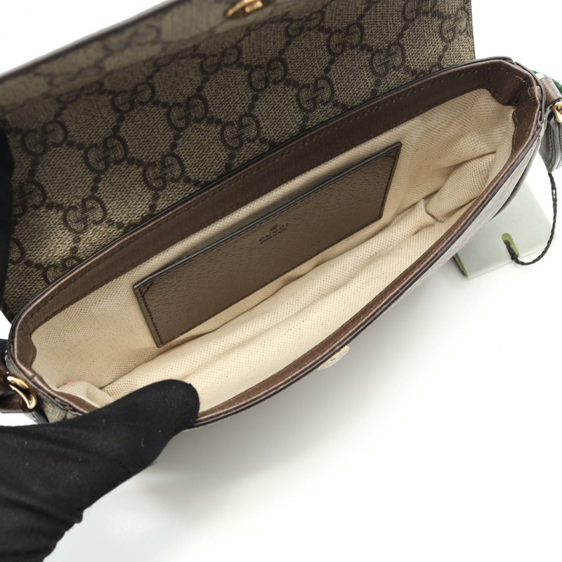 GUCCI Ophidia 迷你包 GG Supreme 單肩包 76496196IWG8745 PVC 塗層帆布皮革米棕色新款女款-2