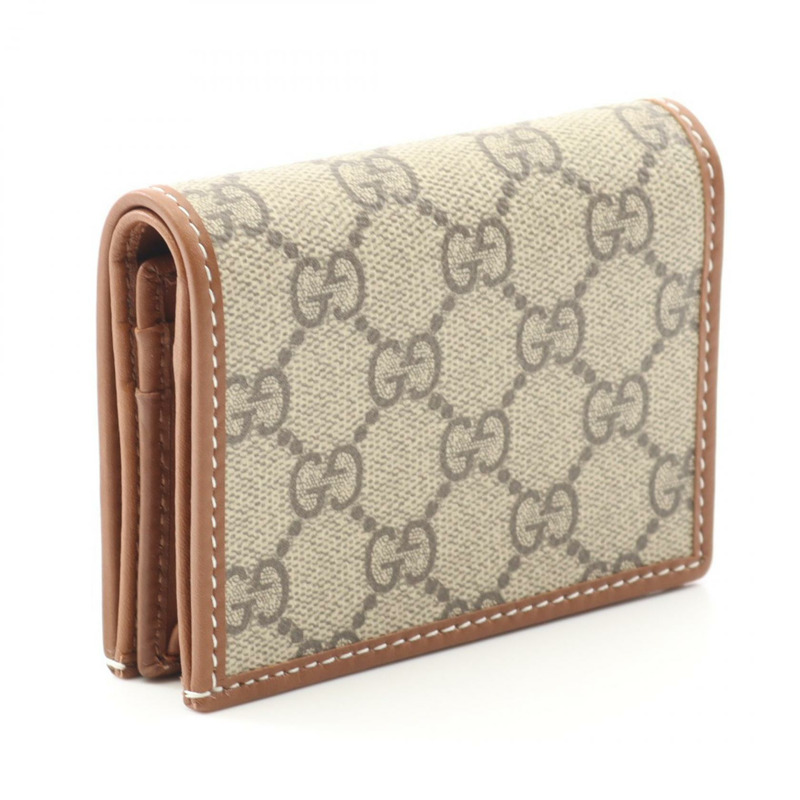 GUCCI 馬銜扣 1955 GG Supreme 雙折皮夾 621887FAD6L9758 皮革 PVC 烏木色-1