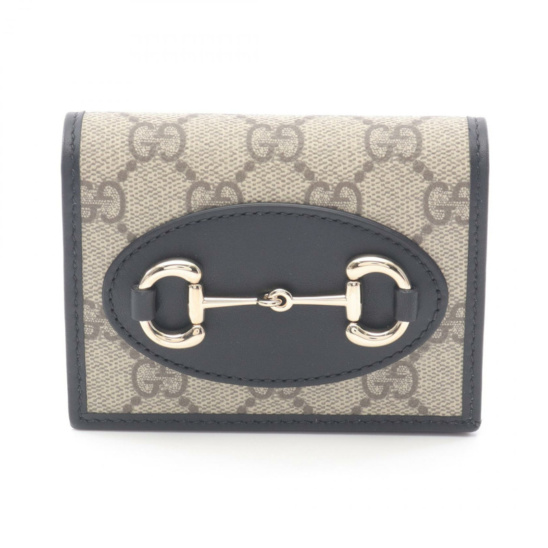 GUCCI 馬銜扣 1955 GG Supreme 雙折錢包 621887FAD6L9741 皮革 PVC-0