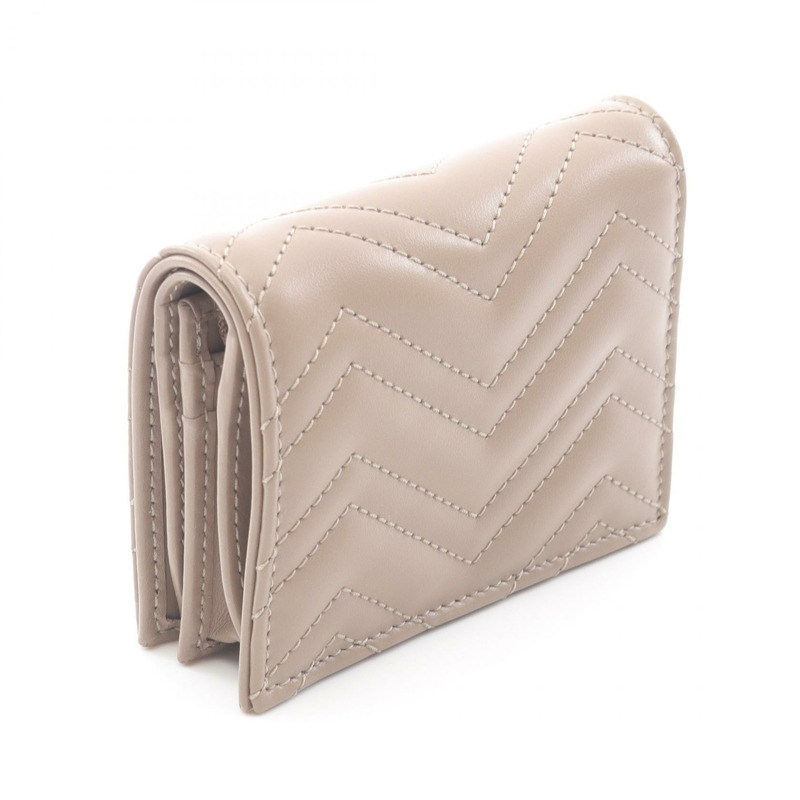 GUCCI GG Marmont 雙折皮夾 466492DTDHD1523 皮革 米色/灰褐色 全新 女士-1