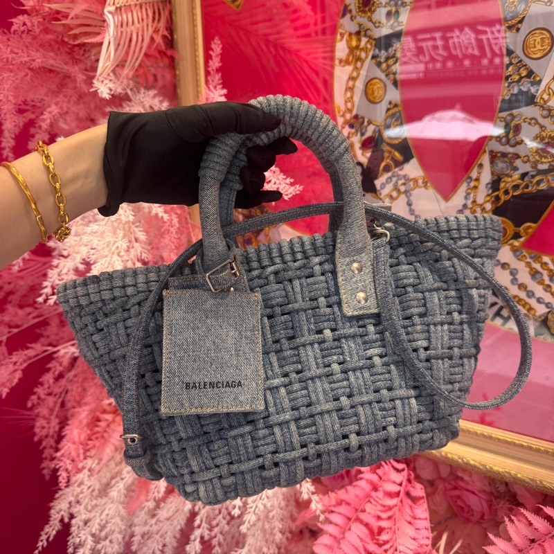 Balenciaga 巴黎世家牛仔菜籃包/斜背包/王吉娜古董精品-0