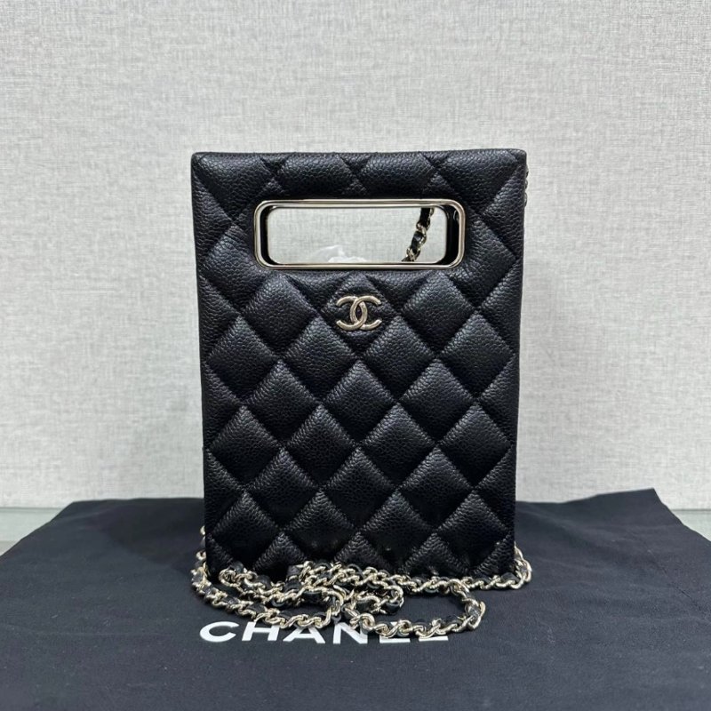 CHANEL 22S黑金魚子醬晚宴包14*19*6 99新 配件塵袋-1