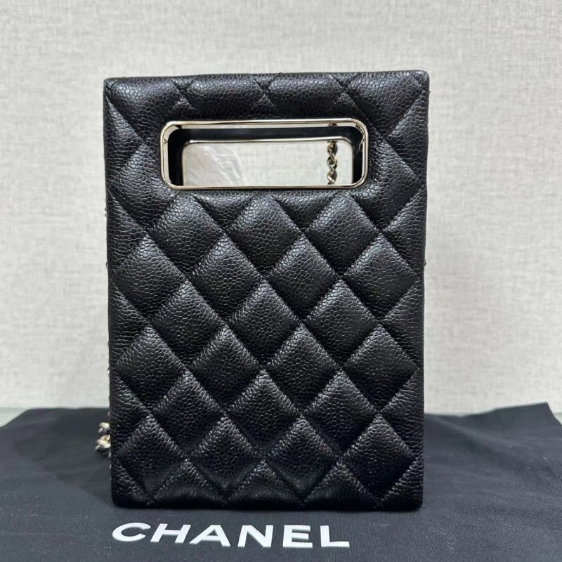 CHANEL 22S黑金魚子醬晚宴包14*19*6 99新 配件塵袋-5