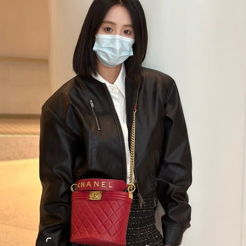 CHANEL 紅金Leboy水桶手提斜背包17*15*13 98新配件塵袋保卡-0