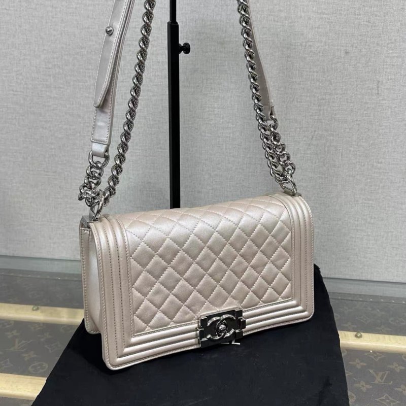 CHANEL 銀扣Leboy中號鏈條包 25*14*7 98新配件塵袋-0