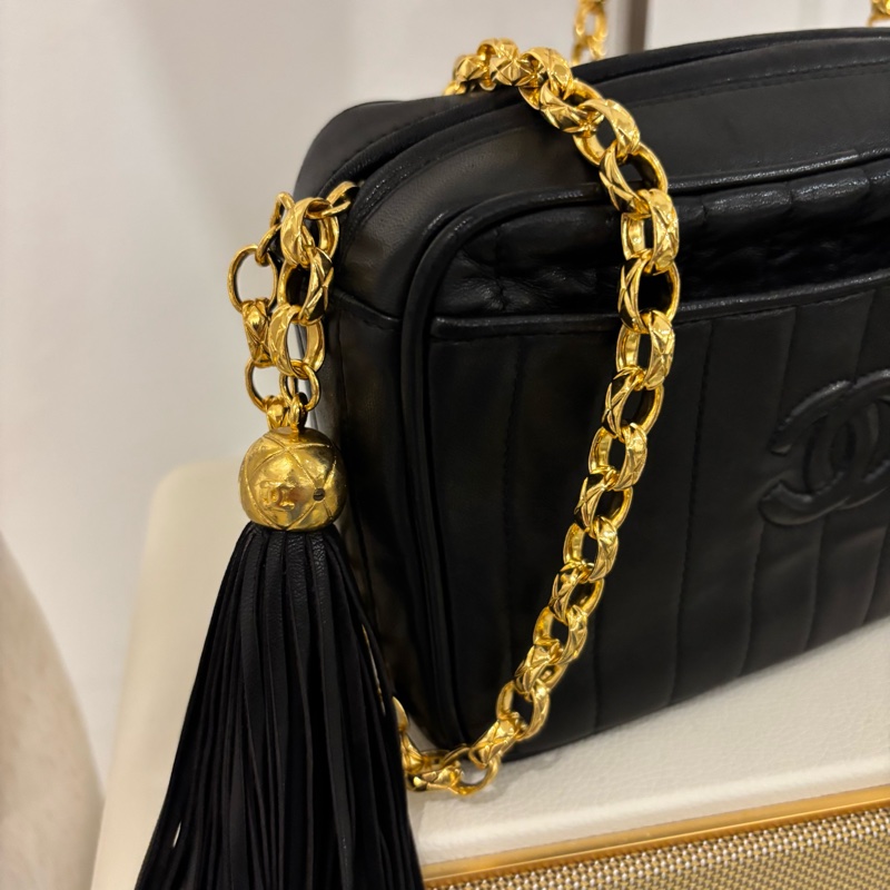 Chanel 中古 Vintage 雕花鏈金球相機包-2