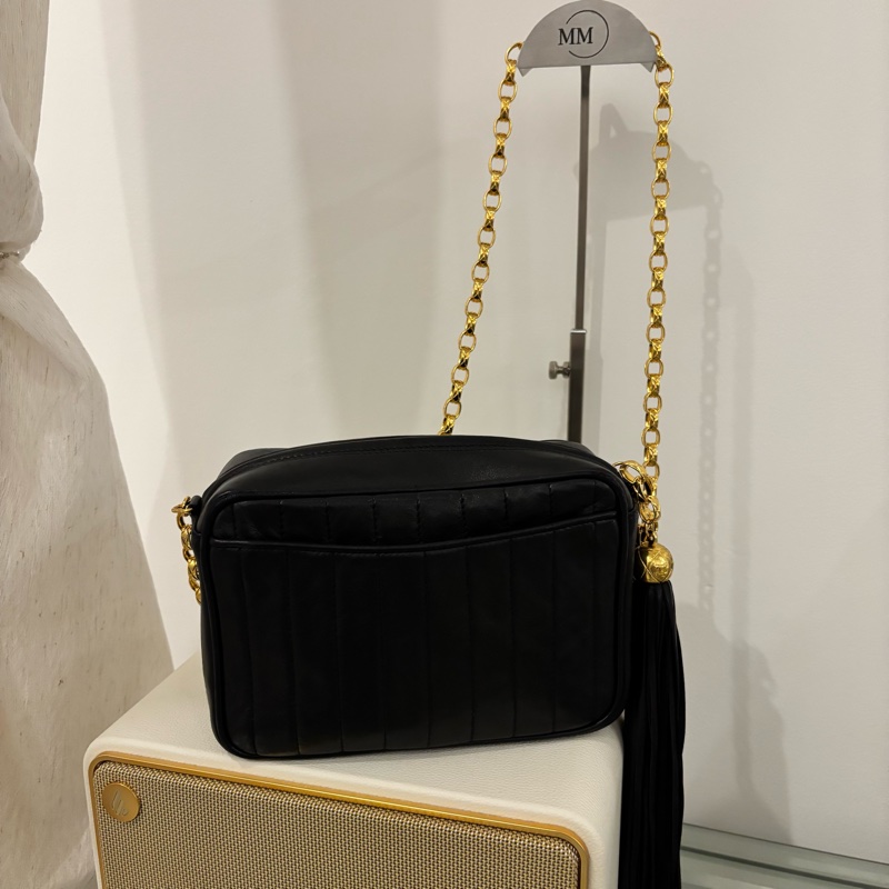 Chanel 中古 Vintage 雕花鏈金球相機包-4