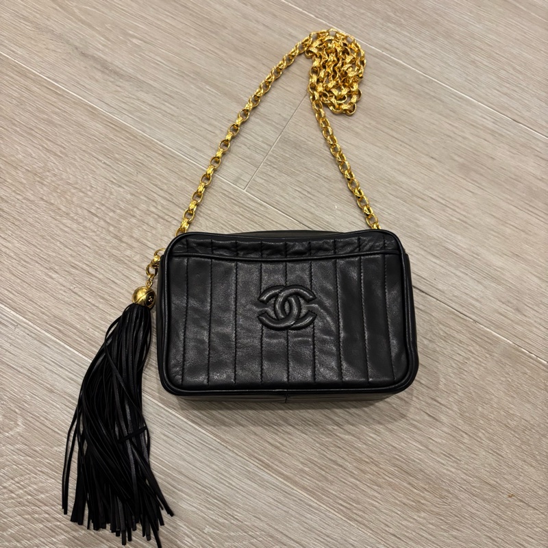 Chanel 中古 Vintage 雕花鏈金球相機包-5