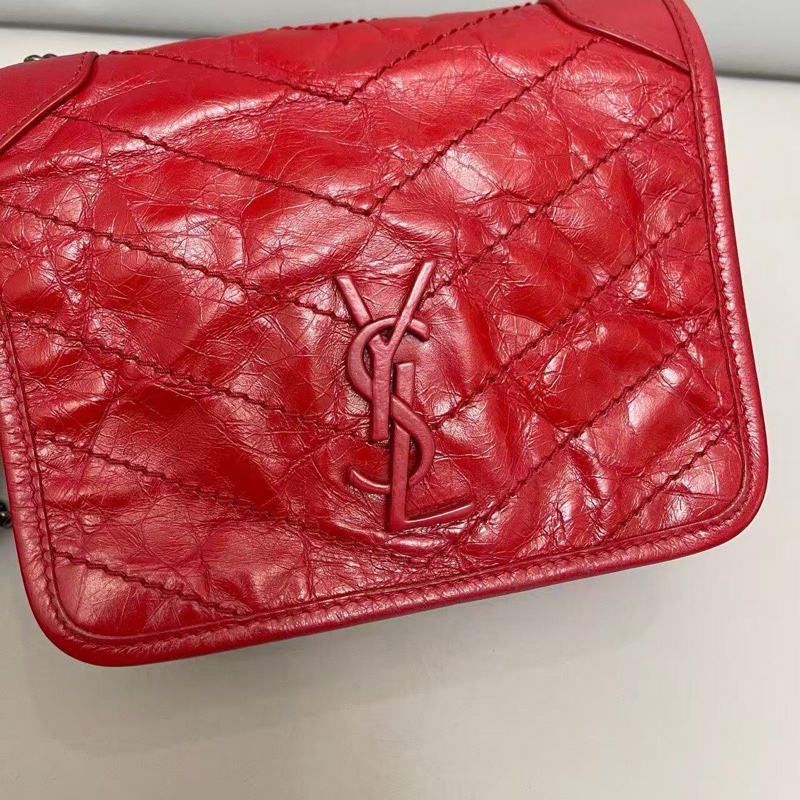 YSL聖羅蘭Niki mini迷你紅色全皮郵差包-7