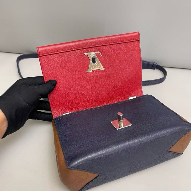 LV路易威登Mylockme BB紅拼色手提斜背包-6
