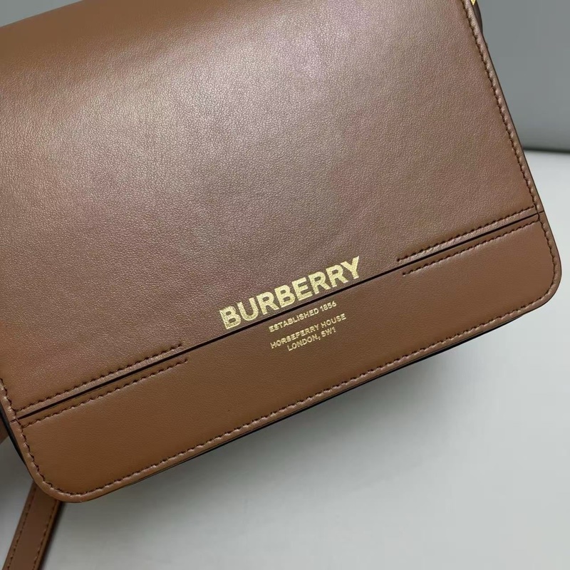 Burberry巴寶莉 Grace焦糖色全皮豆腐包 郵差包 斜背包-2