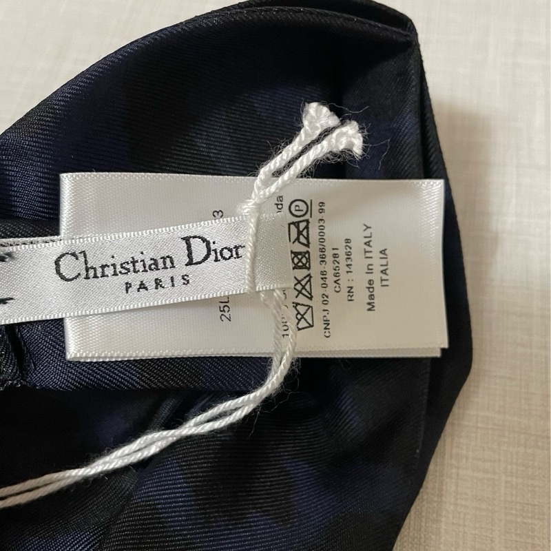 DIOR 深藍豹紋 髮帶 頭飾 復古髮帶 Silk-9