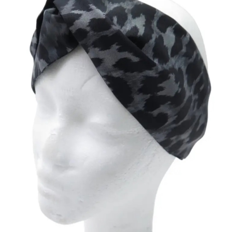 DIOR 灰黑豹紋 髮帶 頭飾 復古髮帶 Silk-0