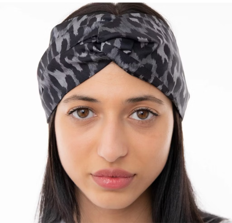 DIOR 灰黑豹紋 髮帶 頭飾 復古髮帶 Silk-2