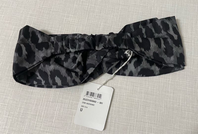 DIOR 灰黑豹紋 髮帶 頭飾 復古髮帶 Silk-6
