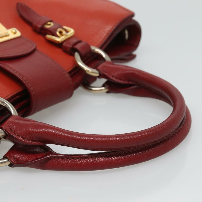 【日本直送】Miu Miu 手提包 皮革 兩用 紅色 金色 正品 127396-6