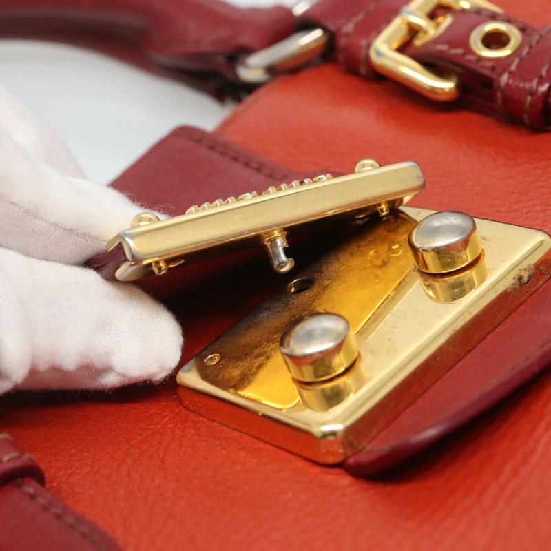 【日本直送】Miu Miu 手提包 皮革 兩用 紅色 金色 正品 127396-13