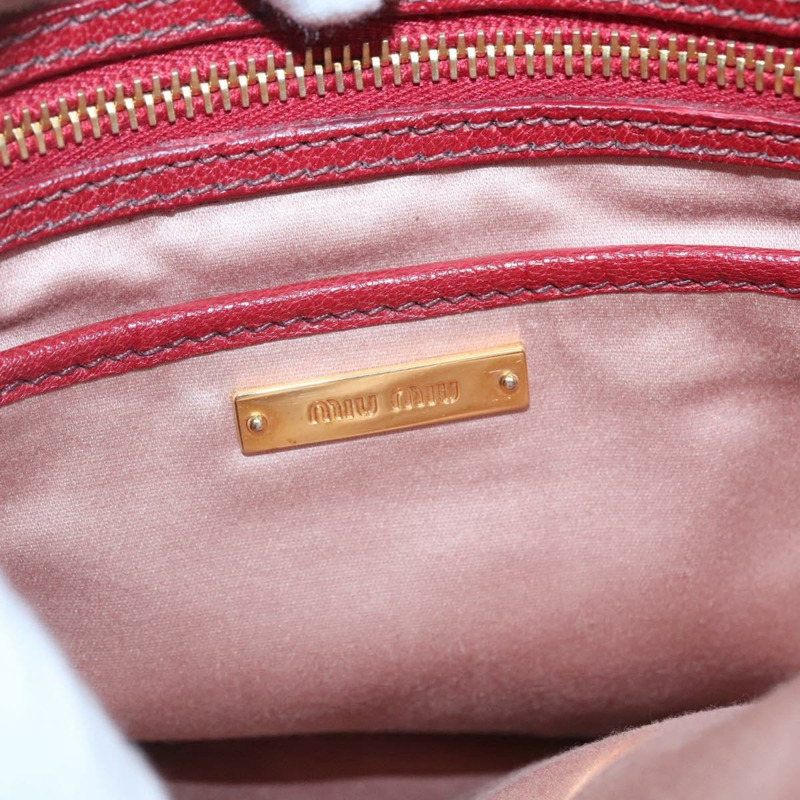 【日本直送】Miu Miu 手提包 皮革 兩用 紅色 金色 正品 127396-14