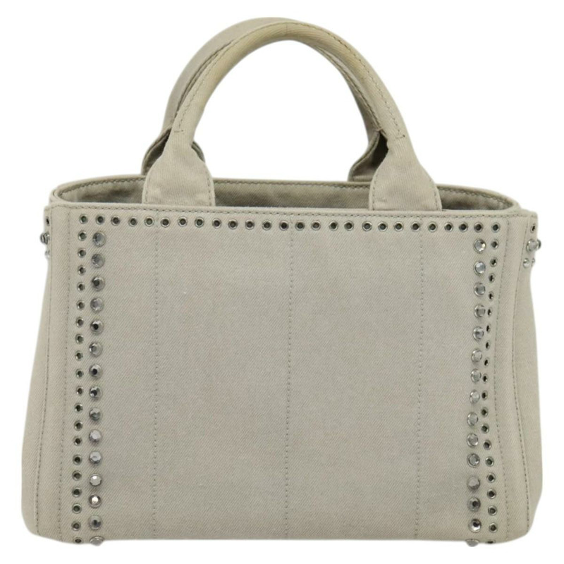 【日本直送】PRADA Bijoux Canapa PM 手提包 帆布 2 向 灰色 正品 126588-2