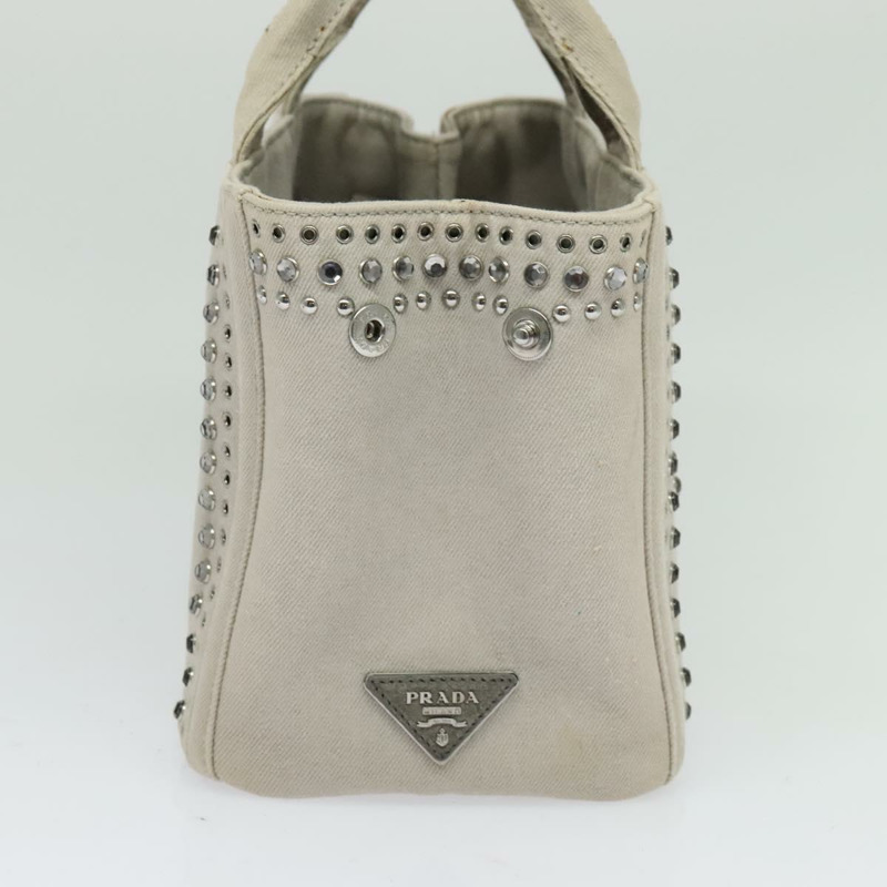 【日本直送】PRADA Bijoux Canapa PM 手提包 帆布 2 向 灰色 正品 126588-3