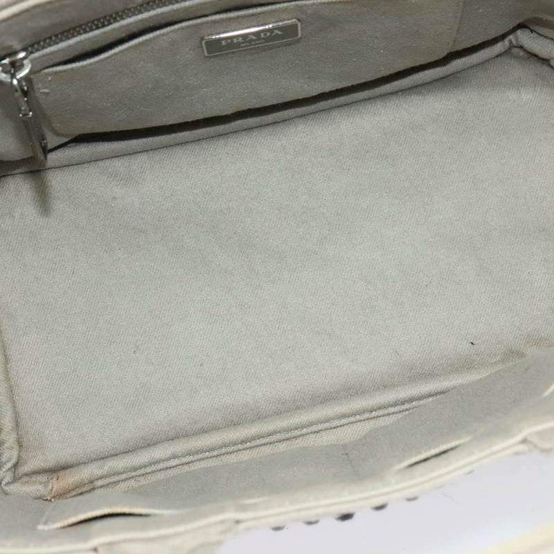 【日本直送】PRADA Bijoux Canapa PM 手提包 帆布 2 向 灰色 正品 126588-15