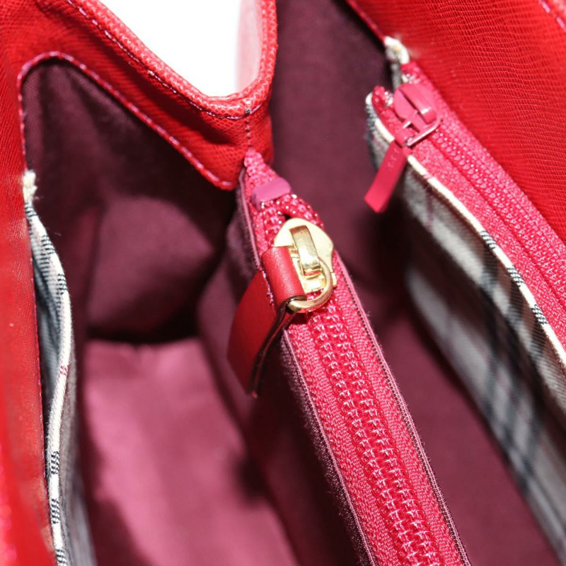 【日本直送】BURBERRY 手提包 皮革 紅金 正品 BA2993V-18
