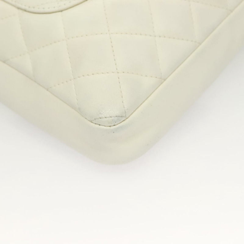 【日本直送】香奈兒 COCO Mark Cambon Line 單肩包 小羊皮 白銀 CC 正品 130501-11