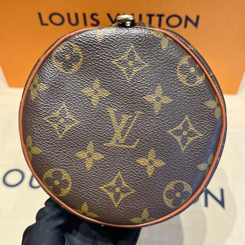 LV中古老花巴比龍30紅皮手提包-2